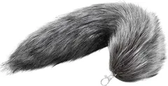 MARUHADO 動物のふわふわ尻尾 ギャル しっぽ キーホルダー ファー コスプレ 狐 チャーム フォックステール (ダークグレー)