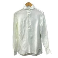美品✨フィナモレ プルオーバー シャツ カッタウェイ リネン ホワイト