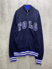 POLO RALPH LAUREN ポロ ラルフローレン キッズ ロゴ刺繍 ジップアップ ニット セーター sizeL（14-16）/ネイビー ◆■レディース