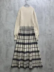 BLUE EAST ブルーイースト チェックジャガード ニット ワンピース size1/ベージュ ◆■レディース
