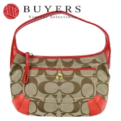 【中古】 コーチ ショルダーバッグ 11600 シグネチャー キャンバス レザー ベージュ ピンク レッド 肩掛け ワンショルダー カジュアル 普段使い レディース 女性 COACH