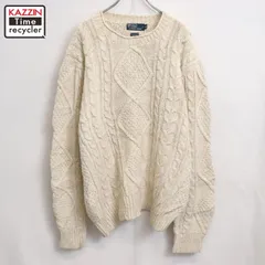 00s RALPH LAUREN ケーブル編み コットンリネン ニットセーター メンズ 表記XXLサイズ