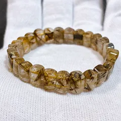 針入り良好 ゴールドルチルクォーツ バングル ブレスレット 15号 15.4g