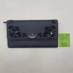 新品未使用　kate spade new york ケイトスペード　長財布　ロングウォレット　ビジュー　ゴールド金具　レザー　黒　ブラック