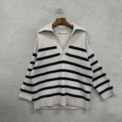 ZARA ザラ オーバーサイズ Vネック ストライプ ニット XS A05406
