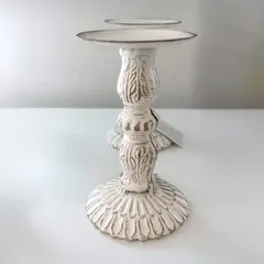 【新生活特価】2/24まで店内セール【新品・送料無料】キャンドルホルダー Mサイズ ホワイトウォッシュ キャンドルスタンド アイアン インテリア雑貨 生活雑貨 デコレーション