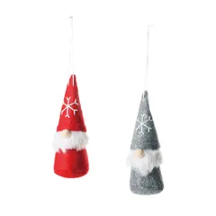 【新生活特価】2/24まで店内セール【新品・送料無料】6個セット フェルト ニッセ オーナメント 2種類 赤 グレー デコレーション