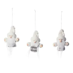 フォローで5%OFF★【新品・送料無料】9個セット ホワイトニット サンタ オーナメント 3種類 クリスマス ディスプレイ雑貨 デコレーション
