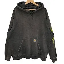 carhartt カーハート パーカー フーディー プルオーバー 袖プリント Vietnam製 2XLサイズ グレー