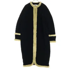 美品 LE BOUQUET ル・ブーケ ファー使い 起毛 キルティングコート F ブルー レディース 古着