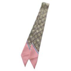グッチ GUCCI スカーフ ネックボウ 絹 シルク GG柄 蜂 ビー 総柄 茶色