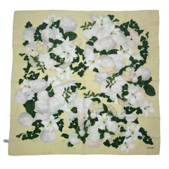 極美品 CHANEL シャネル スカーフ 大判 シルク カメリア 花柄 イエロー