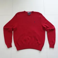 90s XL ポロラルフローレン レッド ピマコットン クルーネック ニット
