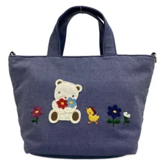 familiar(ファミリア) ハンドバッグ美品  - 571510 ブルーグレー×白×マルチ コットン