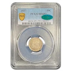 1857年 リバティ・シーテッド・ダイム MS-65+ PCGS CAC