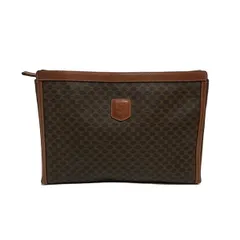 CELINE(セリーヌ) セカンドバッグ マカダム柄 ダークブラウン×ライトブラウン×ブラウン レザー