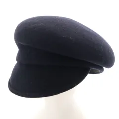 美品 CA4LA カシラ 日本製 ウール キャスケット ネイビー 帽子 レディース 古着