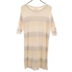 gelato pique ジェラートピケ ボーダー柄 5分袖 ワンピース F アイボリー ルームウェア レディース 古着