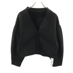 未使用 MICHEL KLEIN ミッシェルクラン 長袖 ジャージー Vネック カーディガン 38 ブラック 裏起毛 レディース 古着