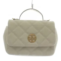 トリーバーチ TORY BURCH ハンドバッグ ショルダー 2WAY レザー キルティング ロゴ ゴールド金具 白 ホワイト /XZ ■GY18