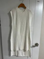 (日本ヴィンテージ) ニット ベスト ONE PIECE 綿100％ M 編み アシンメトリー