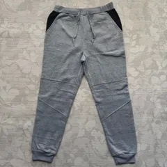 LL 暖かスウェット ジョガーパンツ グレー 裏起毛風 切り替えデザイン