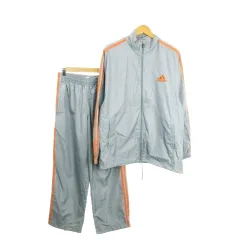 アディダス adidas セットアップ 2点セット ウインドブレーカー スポーツウエア M グレー スリーストライプス ロゴ /MN12 ■GY61