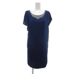 アンタイトル UNTITLED ワンピース 2 青 ブルー 黒 ブラック フォーマル 半袖 フレアスリーブ ビジュー装飾 /NU ■GY61