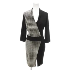 リナシメント RINASCIMENTO タグ付き ワンピース 千鳥格子柄 Vネック 七分袖 XS 黒 ブラック 白 ホワイト /YJ ■GY61