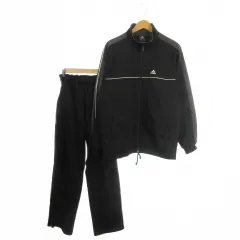 アディダス adidas スポーツウエア ジャージ セットアップ M 黒 ブラック 長袖 スタンドカラー ラインデザイン /AO11 ■GY61