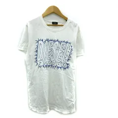 ディーゼル DIESEL Tシャツ カットソー 半袖 ラウンドネック ロゴプリント M 白 ホワイト /SY44 ■GY61