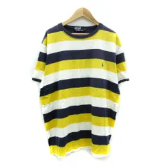 ポロ バイ ラルフローレン Polo by Ralph Lauren Tシャツ カットソー 半袖 ラウンドネック ボーダー柄 ロゴ刺繍 L 黄 /SY18 ■GY61