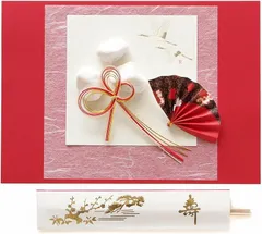 nervousrhinos お食い初め 飾り セット 鯛 歯固め石 国産杉 祝箸 100日祝い 百日祝い 敷き紙 (赤 A4)