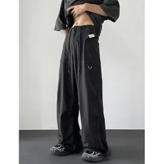 カーゴパンツ メンズ 薄手 通気性 速乾性 無地 ワイドパンツ ロングパンツ ズボン パンツ ウエストゴム ボトムス カジュアル  おしゃれ シンプル コーデ ファッション 春 夏 秋服min#