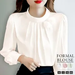 ブラウス レディース トップス スタンドカラー 長袖 花付き フォーマル ゆったり タック入り きれいめ 入学式 卒業式 通勤 エレガント オフィス 春 秋 min#