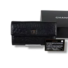 シャネル　CHANEL カメリア　ロングウォレット　二つ折り長財布　ココマークロゴ金具　SV ブラック　黒