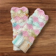 ハンドウォーマー　手袋　手編み　ハンドメイド