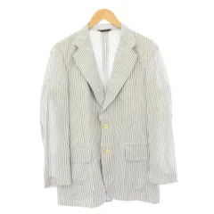 ニューヨーカー NEWYORKER テーラードジャケット アウター シングル ストライプ柄 バイカラー B11 グレー 白 ホワイト /BB ■GY58