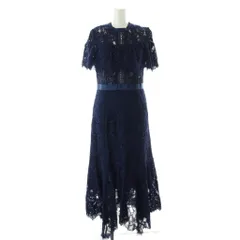 フレイアイディー FRAY I.D ワンピース 1 ネイビー 総レース 半袖 ロング丈 /NS