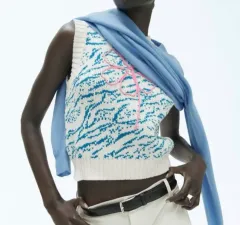 S ザラ フラワー刺繍 ニット ベスト