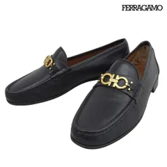 超美品 フェラガモ Salvatore Ferragamo ガンチーニ金具 モカシン レザー ローファー 8 26-26.5cm メンズ 黒