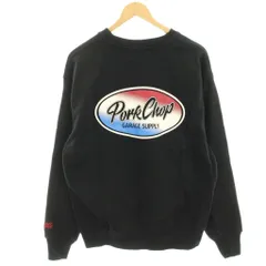 ポークチョップガレージサプライ PORKCHOP GARAGE SUPPLY スウェット トレーナー 長袖 裏毛 プリント S 黒 ブラック /HN