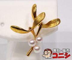 質コニシ】【MIKIMOTO/ミキモト】ピンブローチ リーフ 葉 K18 ゴールド
