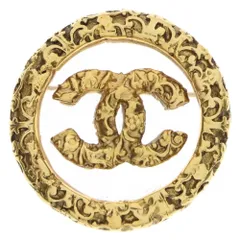 CHANEL (シャネル) ココマーク ブローチ 溶岩 ゴールド GP バッジ ヴィンテージ アクセサリー 93A