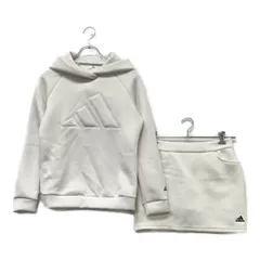 中古 レディース アディダスゴルフ adidas GOLF セットアップ L 白 ホワイト ダンボールニット ストレッチ