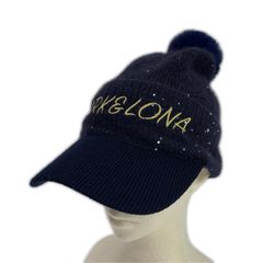 未使用！MARK&LONA マークアンドロナ　キャップ　ボンボン　ブラック 中古 マークアンドロナ MARK&LONA つば付ニット帽 フリー ネイビー 紺