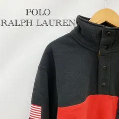 POLO SPORTS RALPH LAUREN ポロ スポーツ ラルフローレン フリース プルオーバー Mサイズ ブラック レッド ツートーン メンズ_247023