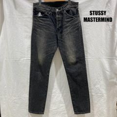 ステューシー mastermind ヴィンテージ加工 スカル ロゴ刺繍 デニム ジーンズ ブラック コットン100% メンズ 30インチ ISItems【USED】【古着】【中古】50152089