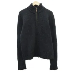 ポロ バイ ラルフローレン Polo by Ralph Lauren ニットジャケット L ダークグレー スタンドカラー ジップアップ ミドル丈 /YS24 ■GY61