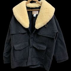 [むつ75-01-0128][併売] FILSON Lined Mackinaw Wool Packer Coat BLACK XLサイズ[中古][メンズ]